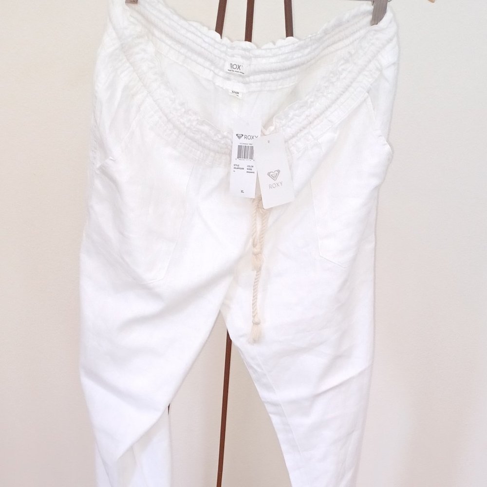 New Roxy White Pants Linen - Picture 3 of 6